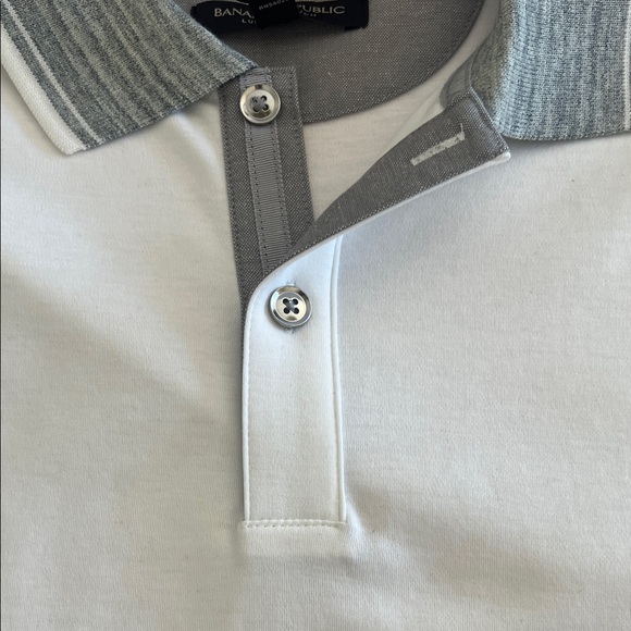 Banana Republic White Polo with Gray Collar - Picture 5 of 8